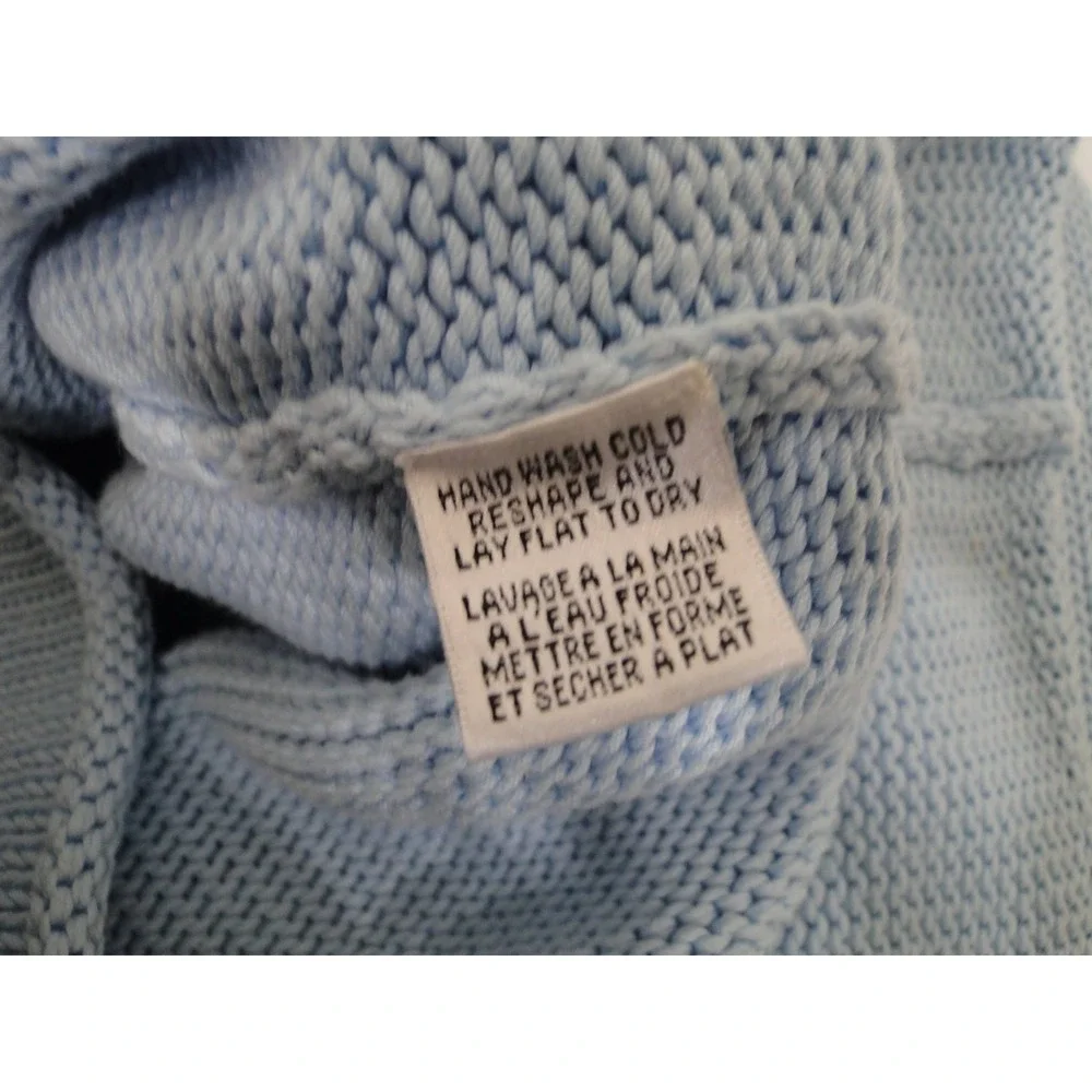 Eileen Fisher Woman Tight Knit Crochet Baby Blue‎ Pullover Sweater Large Petite
